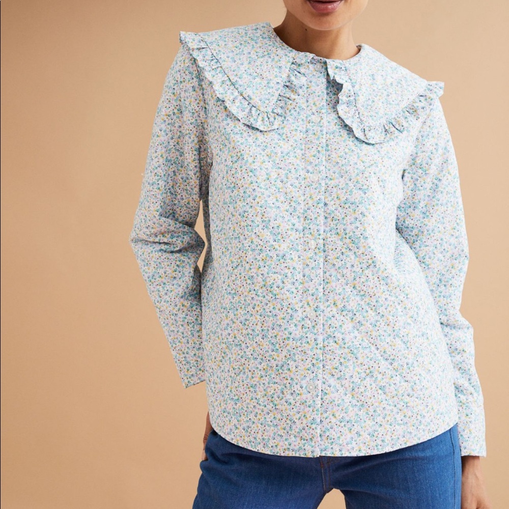 Ruffle-collared Shirt Jacket